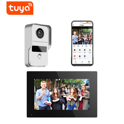 Timbre video inalámbrico de 1080p Wifi visión nocturna atada con alambre entrada de la cámara de 7 pulgadas