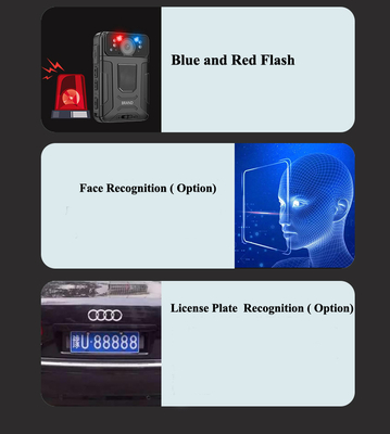 AI reconocimiento facial placa de licencia bodycam guardias de seguridad GPS almacenamiento de vídeo en vivo 32GB 128GB 256GB H.264/H.265