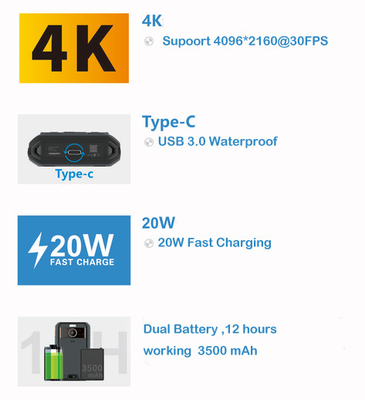 Cámara portátil 5G con sistema Android 10 y luz LED de 1,5W