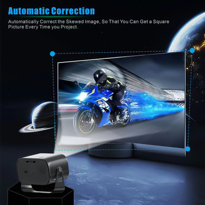BT 5.0 Proyector portátil Bluetooth Mini con ajuste de ángulo múltiple Corrección de piedra angular y chip de pantalla de fuente de luz LED