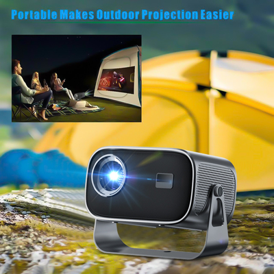 BT 5.0 Proyector portátil Bluetooth Mini con ajuste de ángulo múltiple Corrección de piedra angular y chip de pantalla de fuente de luz LED