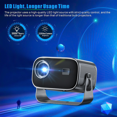 BT 5.0 Proyector portátil Bluetooth Mini con ajuste de ángulo múltiple Corrección de piedra angular y chip de pantalla de fuente de luz LED