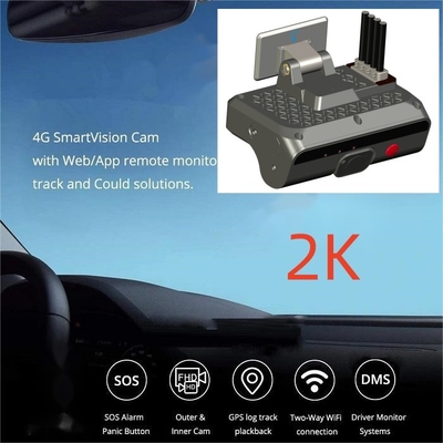 Caja negra de 2K HD 4 canales AI Dashcam Vehículo DVR con ADAS DSM 4G SOS GPS
