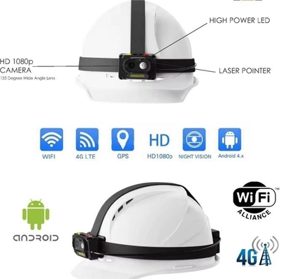 4G Wifi AI Camara de casco de seguridad 1080P 30fps / 720 30fps Gps transmisión en vivo Hardhat