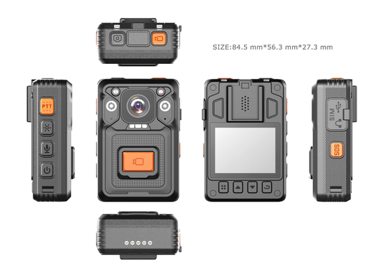 la cámara H22 del cuerpo de la policía de 4G AES256 salta H.265 2 la pulgada TFT LCD FDD LTE WCDMA GPRS