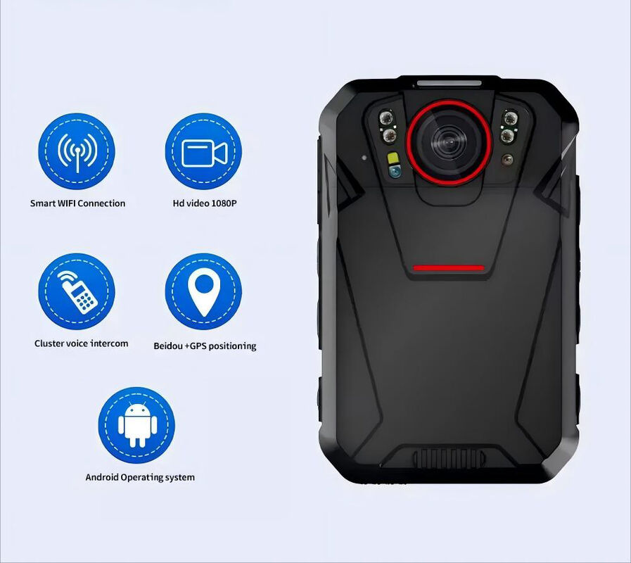 4G Wifi Bodycam Sistema Android 2.4 pulgadas de pantalla táctil ONVIF RSTP