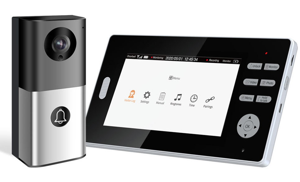 intercomunicador video inalámbrico de las ayudas del timbre 7inch HD LCD de 2.4GHz WIFI que toma la foto
